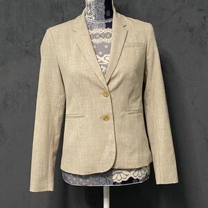 Banana Republic Blazer Jacket Womens 0P Neutral Beige 2 Button Pockets Preppy